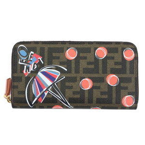 FENDI Zip Long Wallet Zucca Ballerina Motif